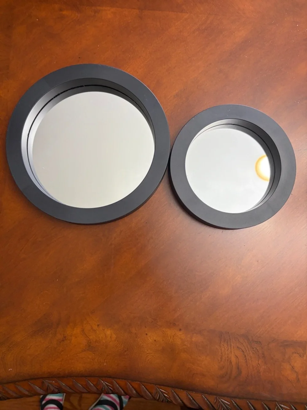 Set of 2 Round Black Wall Mirrors with Matte Frame